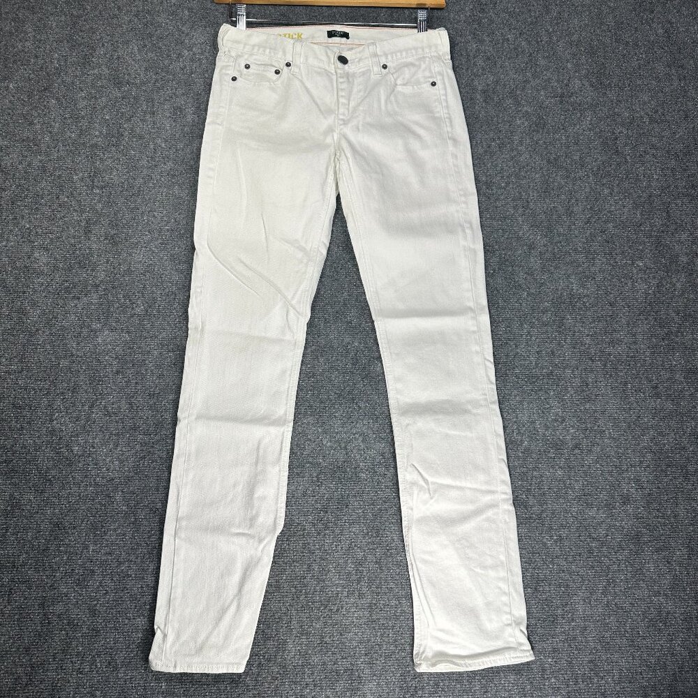 J Crew Jeans Womens 27 Toothpick White Cotton Stretch Pockets Tapered Leg